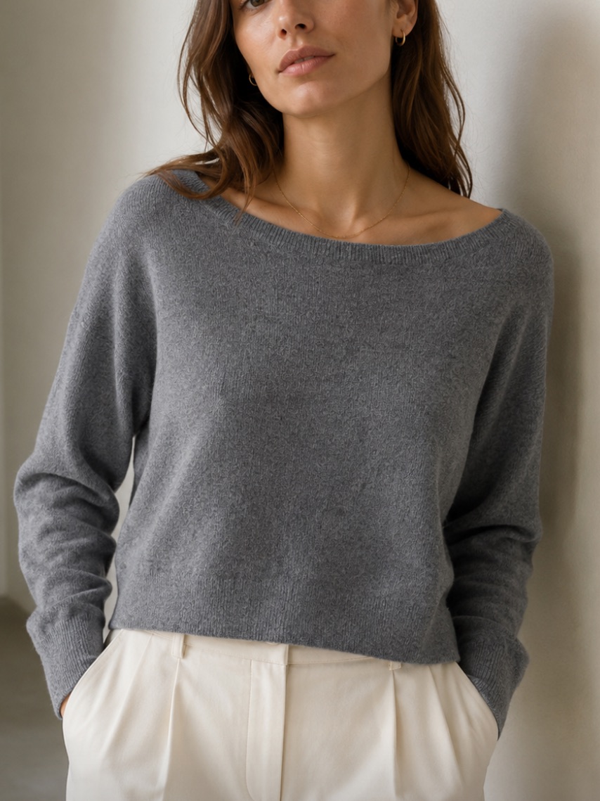 Nakedcashmere Women's Boatneck Cropped 100% Cashmere Sweater